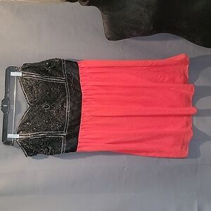 (J12) B. Darlin black and red short prom dress, size 22/23